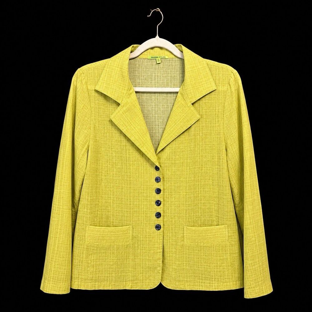 Trisha Tyler Green Sheer Long Sleeve Button Front Blouse Jacket Women Size PS - Picture 2 of 8